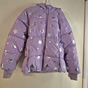 Swiss Tech Kids Lavender Puffer Jacket with Silver Stars With Hood